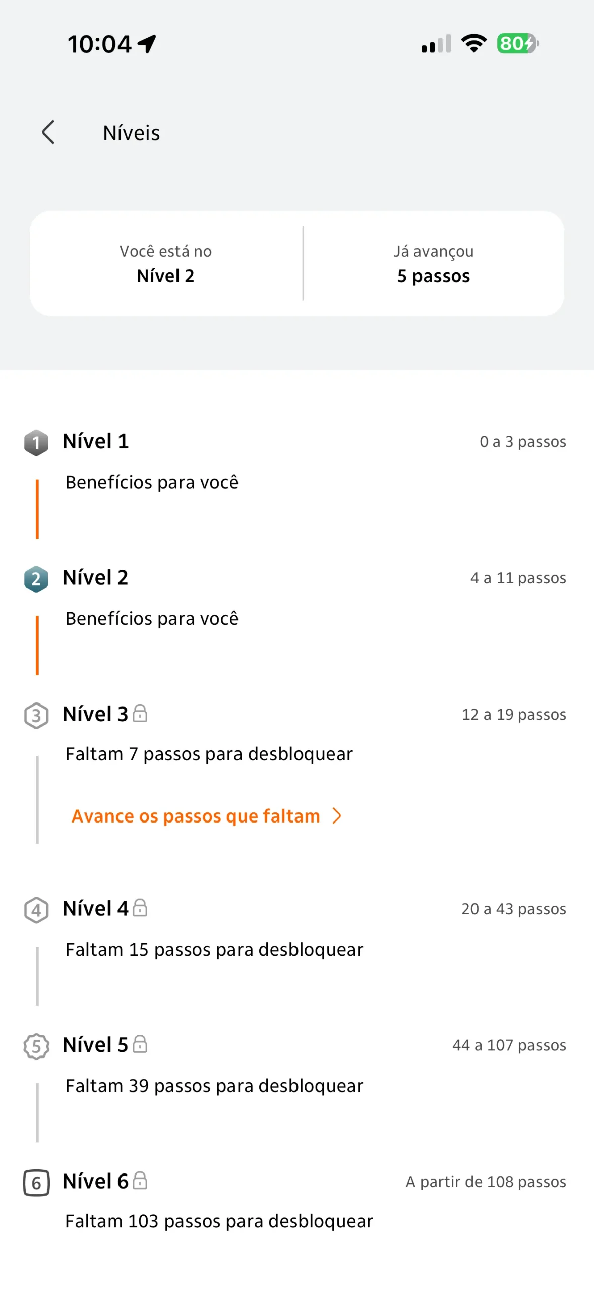 Tela do Minhas Vantagens Personnalité