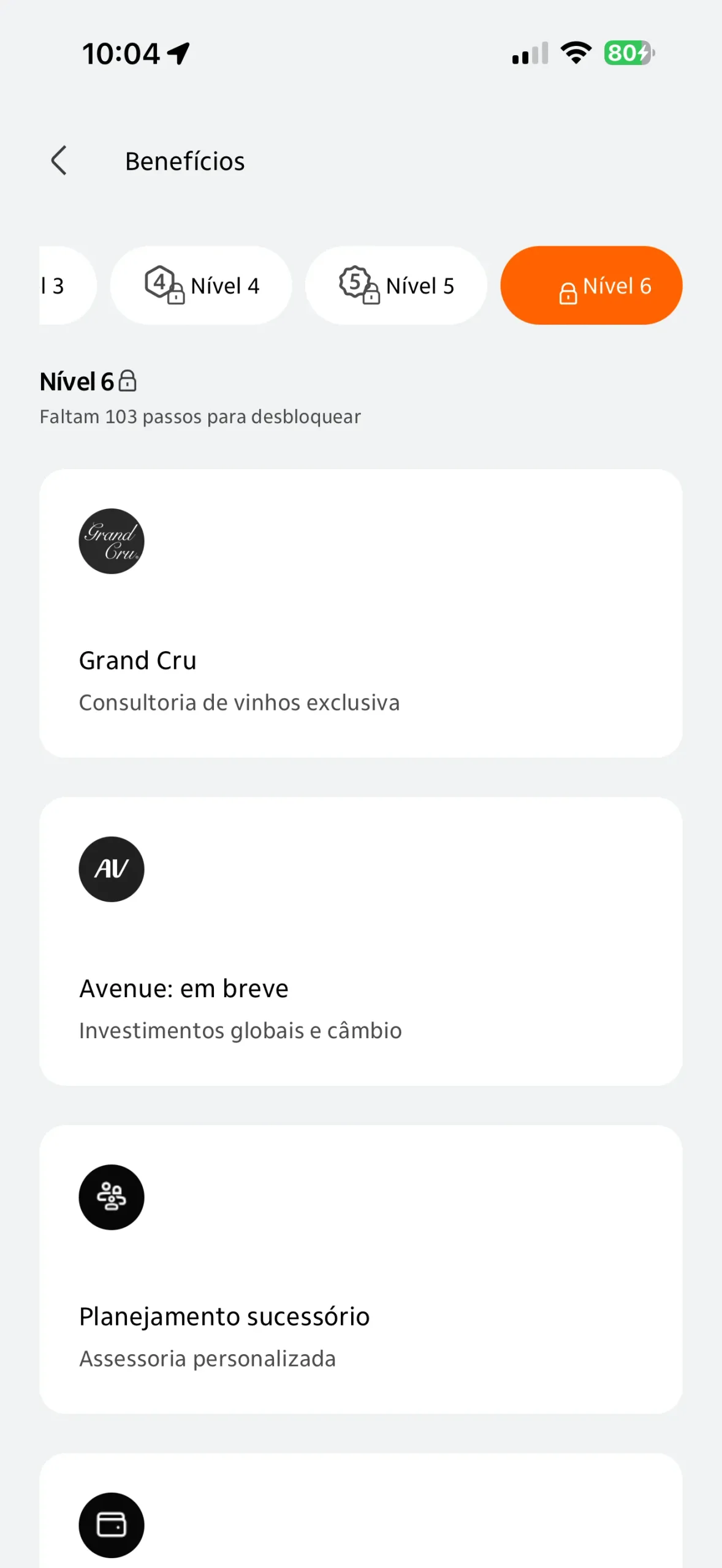 Tela do Minhas Vantagens Personnalité
