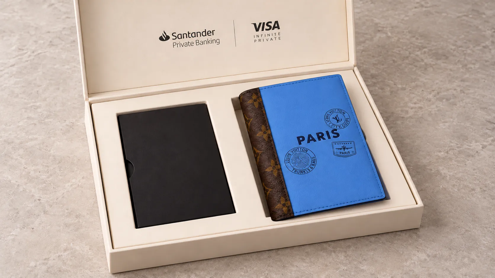 Kit de boas-vindas Santander Visa Infinite Private.