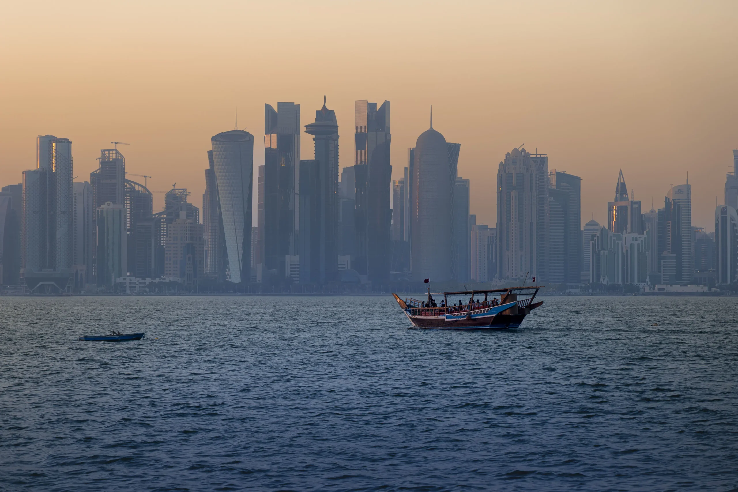 Pôr do sol em Doha, Catar.