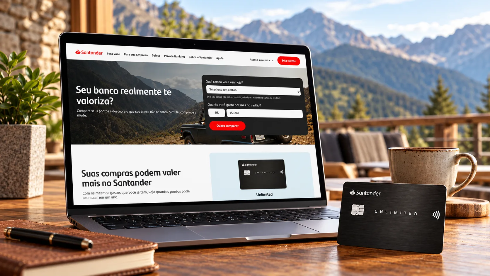 Simulador do Santander Rewards com os concorrentes